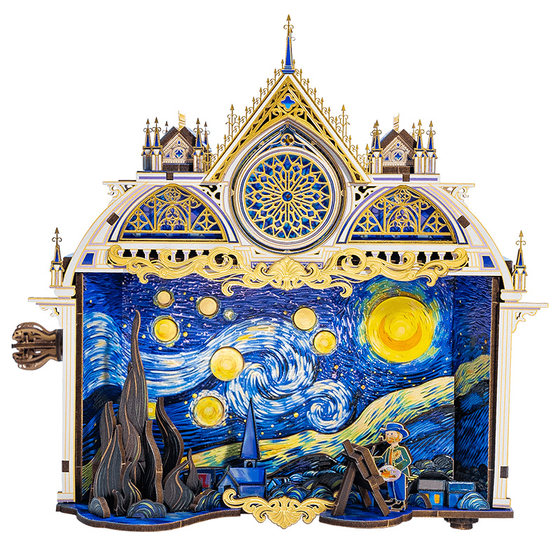 
Artistic model Van Gogh Starry Sky Starry Night 3D puzzle metal assembly model handmade decorative toys ornaments gifts