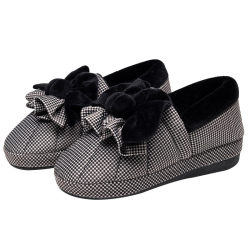 Houndstooth all-inclusive heel thick-soled plus velvet warm cotton shoes