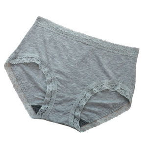 Color field underwear female 20369 solid color Modelle lace border increases size fat MM high waist flat -angle lifting female underwear