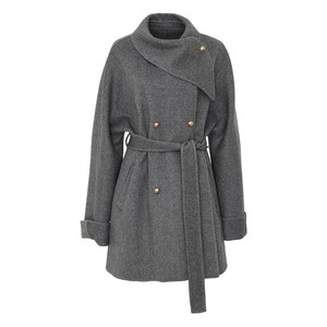 
DPLAY100 wool woolen coat winter new gray feminine short waisted double-sided woolen coat
