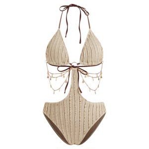 
CIDER shaping ruffles hollow chain O-ring one-piece swimsuit women's 114267374