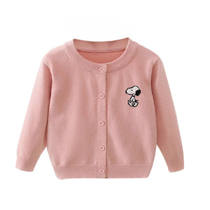 
Children's cardigan sweater jacket baby boy round neck autumn new Korean style cartoon top princess knitted sweater