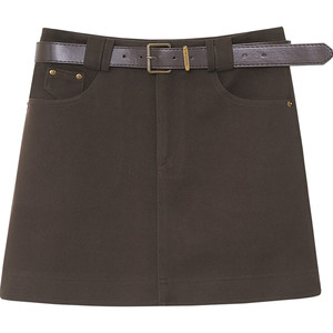 
Retro high-waisted woolen skirt for women, simple, versatile, anti-exposure lining, slim fit, hip-hugging A-line skirt, autumn