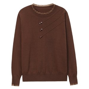 
Mother's clothing 2025 early spring long-sleeved thin cashmere sweater women's fashionable knitted top short sweater lace bottoming shirt