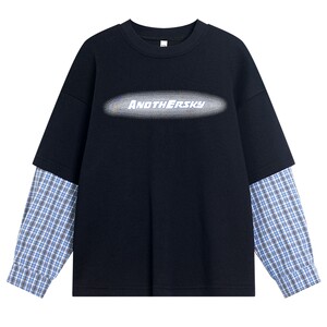 
Boys early spring cool fake two-piece long-sleeved T-shirt 2026 new student children boys loose hip-hop tops