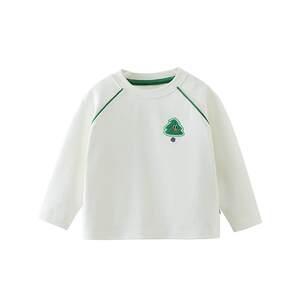 [Outdoor] Qiqi Bear Boy T-shirt Long Sleeve Spring and Autumn White Baby Autumn Ragsleeves Children's Top Children's Clothing Children's Clothing