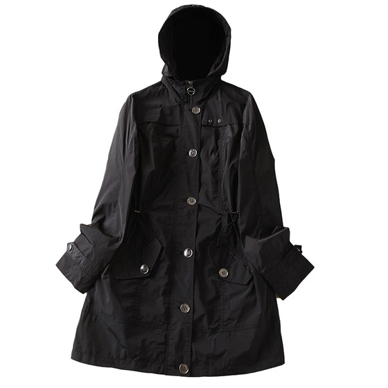 
Dutch Single~Detachable hooded waist mid-length windbreaker outdoor casual jacket women's temperament slim top