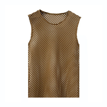 European and American new mesh medium length breathable boyfriend blouse