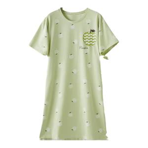 Hengyuanxiang Sleeping Skirt Summer Women's Pure Cotton Short sleeved Cute Cartoon Pajamas Women's Summer Loose Breathable Women's Home Clothes