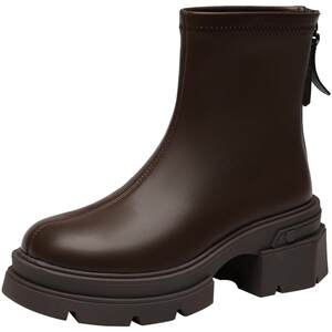 Dadong Fashion Boots Women's Shoes 2025 Winter New Fashionable Coarse Heel Rear Zipper Medium Heel Round Head D0122
