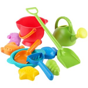 Hape children's beach toy set to play with sand, water digging tools, shovel barrel, small pot, water truck baby