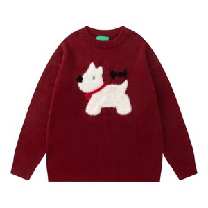 
Wukong has a stock retro plush puppy round neck sweater for men and women in autumn loose lazy couple casual sweater