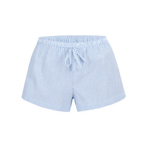 
MosesQueen blue striped low-waisted shorts worn outside loose wide-leg home casual pants