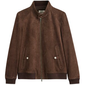 Italian High Luxury Old Money Style High end Reverse Fleece Sheepskin Men's Harrington Genuine Leather Coat DAL113