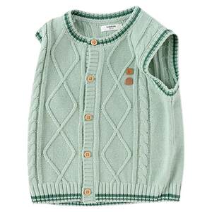 Balabala children's clothing baby vest boys knitted sweater round neck cardigan sweater autumn fashion cool