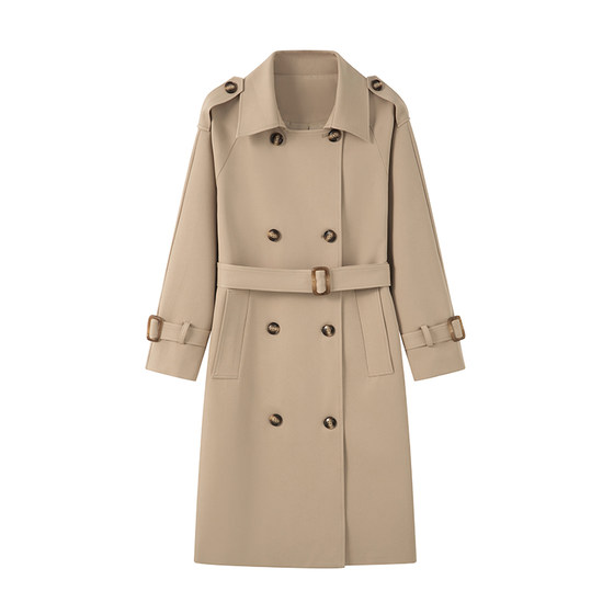 Nagweier small British windbreaker jacket for women's spring and autumn 2025 new temperament double-breasted mid-length coat