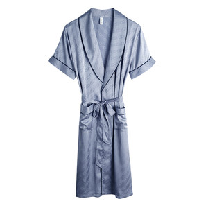 Xuan Liang Pajamas for Men's Summer Thin Ice Silk Short Sleeve Pajamas for Summer Coolness Simulation Silk Home Clothing Large Bathrobe