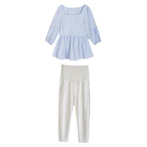 
Maternity wear summer wear 2025 new suit fashionable and age-reducing loose short-sleeved thin top and pants two-piece set