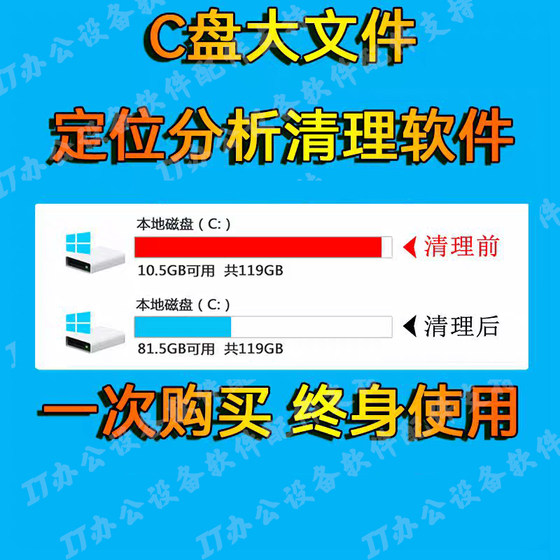 C盘清理软件电脑垃圾清理工具系统盘磁盘硬盘软件大文件系统瘦身