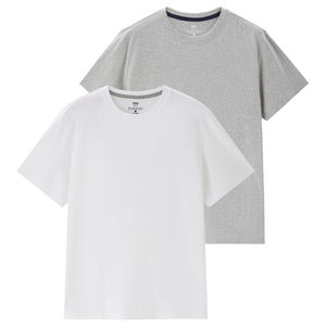 [2 pieces] Zandanu short -sleeved T -shirt male knitted cotton pure color base round neck top men 18023211
