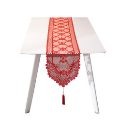 Thai embroidery red wedding table flag