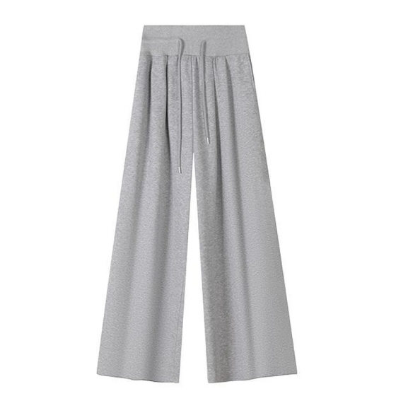 
American gray sweatpants for women in spring and autumn new style high-waisted straight-leg sweatpants casual lazy style wide-leg pants