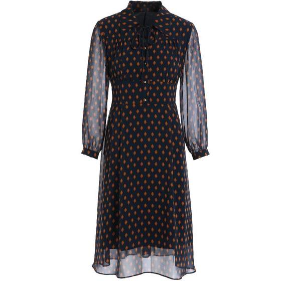 
Giovanni Shopping Mall New Autumn Clothing Long Sleeve High Waist Temperature Commuter Waist Slim Fashion Lace Dress Women