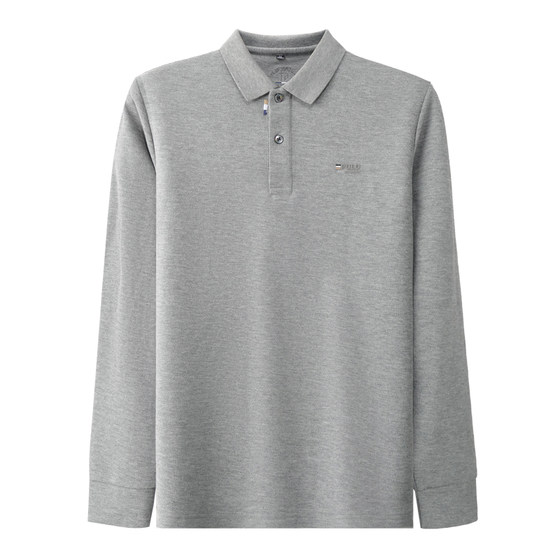 
Woodpecker 100% cotton new Polo shirt men's spring and autumn long-sleeved T-shirt middle-aged casual lapel top trend