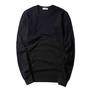 
Customizable spring and autumn thin pure cotton long-sleeved T-shirt men's round neck large size fat man plus fat enlarged loose T-shirt trend