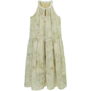 
PEACEBIRD Chinese-style halterneck dress 2025 summer style French sleeveless suspender dress vacation niche long dress