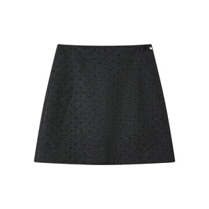 
LYHOOC high waist slimming polka dot skirt for women 2025 autumn and winter miu series gray wool slimming short skirt a line skirt