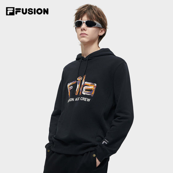 FILA FUSION斐乐潮牌男子连帽卫衣2024春季新款时尚百搭休闲上衣