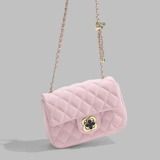 Розовая сумка через плечо, сумка на одно плечо с ромбовидным узором, цепь, подарок на день рождения, на цепочке