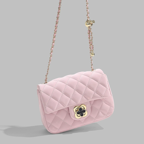 Розовая сумка через плечо, сумка на одно плечо, цепь, подарок на день рождения, на цепочке