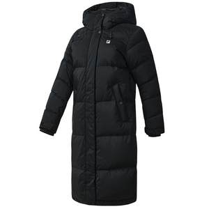
Goose down FILA official women's mid-length down jacket 2025 winter new sports hooded warm jacket