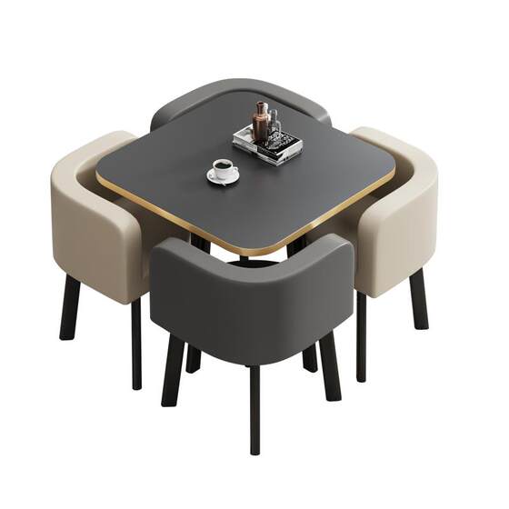 Discuss the table and chair combination reception meeting, the guest round table rest area milk tea dessert shop casual tables and chair suit light luxury dining chairs