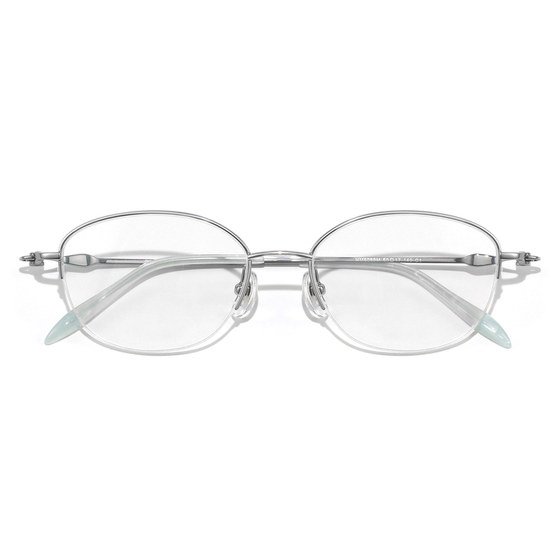 
Ultra-light temperament silver-frame glasses for women can be equipped with prescription plain-faced, cool and artistic pure titanium half-frame anti-blue light glasses frames