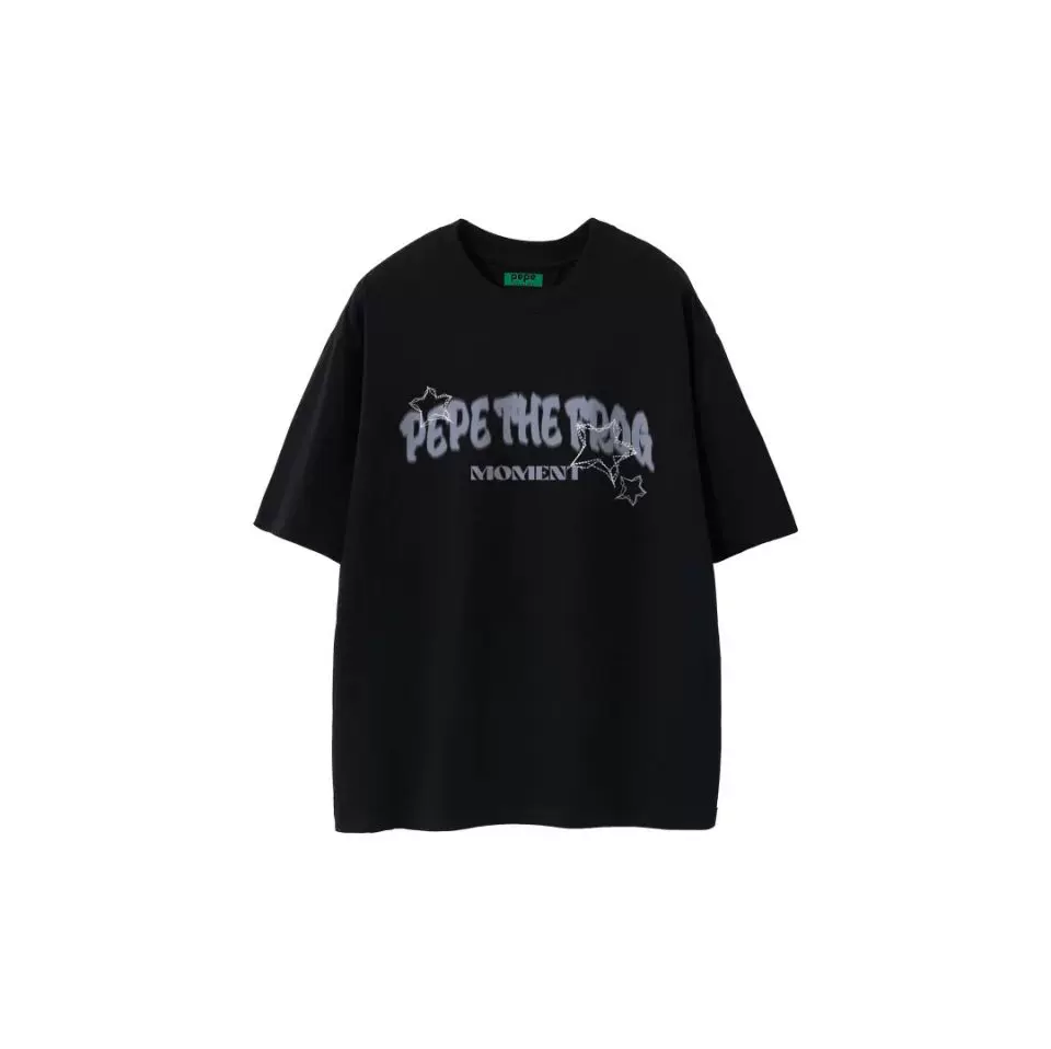 美式复古做旧奇异裁缝编织星星短袖t恤