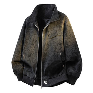 
WASSUP PLAM Jacket Men's 2026 New Spring and Autumn Trendy Brand Lapel Versatile Loose Casual Leather Jacket