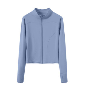 
Sun protection clothing, slim stand-up collar, quick-drying running yoga jacket, women's sports slimming, right-shoulder outdoor quick-drying clothing, yoga clothing