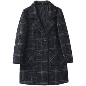 Mao woolen outer collaboration women's long lattice woolen coat in winter thick girl 2022 new loose large size top
