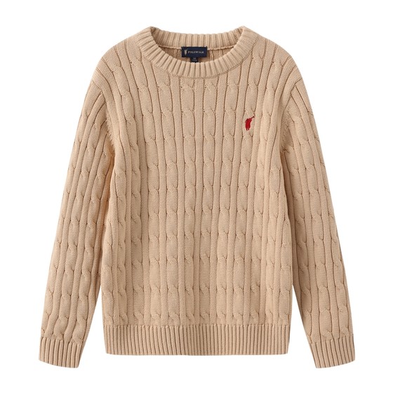 
[100% cotton] POLOWALK children's clothing classic cable knit sweater autumn and winter new boys and girls sweater