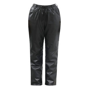 
Loose leather pants for middle-aged and elderly women, high-waisted cycling windproof plus velvet, thickened waterproof leather cotton pants for men working at work
