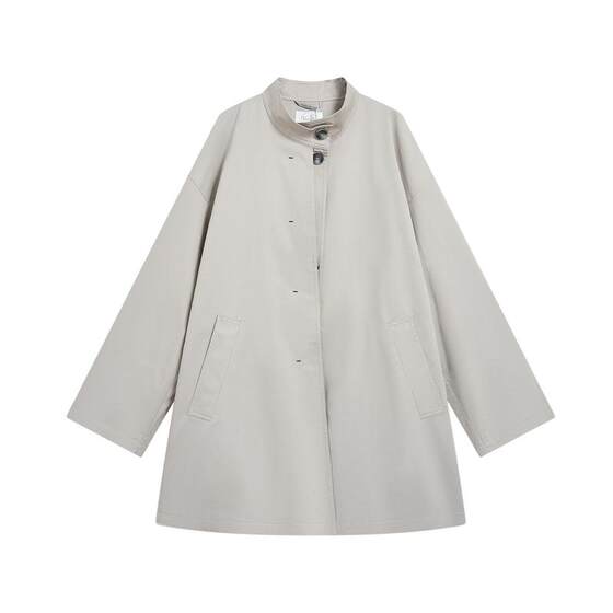 
Zihan mid-length stand-collar gray windbreaker for women autumn new high-intellectual style simple temperament loose coat