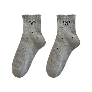 
Korean boneless socks women's gift box pure cotton breathable socks summer thin bow mid-tube socks 2026 new style