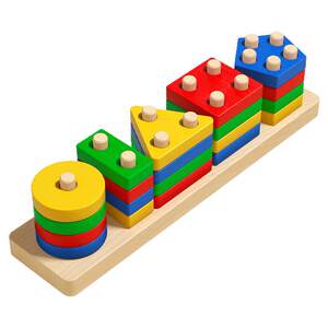 
Montessori early education aids set of columns for infants and children educational building blocks 0 to 3 one year old boy toys baby shape matching gifts