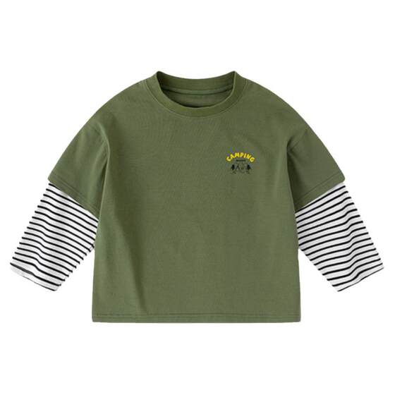 
Children's long-sleeved fake two-piece T-shirt boys' bottoming shirts children's clothes spring clothes spring children's clothes baby fashionable tops t