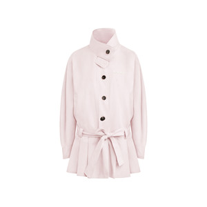 Kroche 25aw Geek chic heavy-duty appliqué cotton stand-up collar pleated hem windbreaker jacket