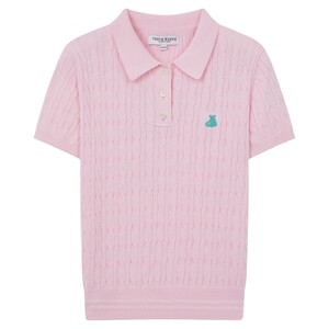 [Yuanqi Light Weaving] TeenieWeenie Bear Women's Cable POLO Linen T-Shirt Dopamine Top