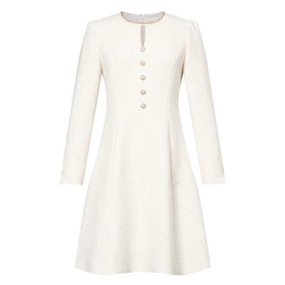 Kelaitel 2025 spring wool fragrance commuting temperament lady a-line skirt dress